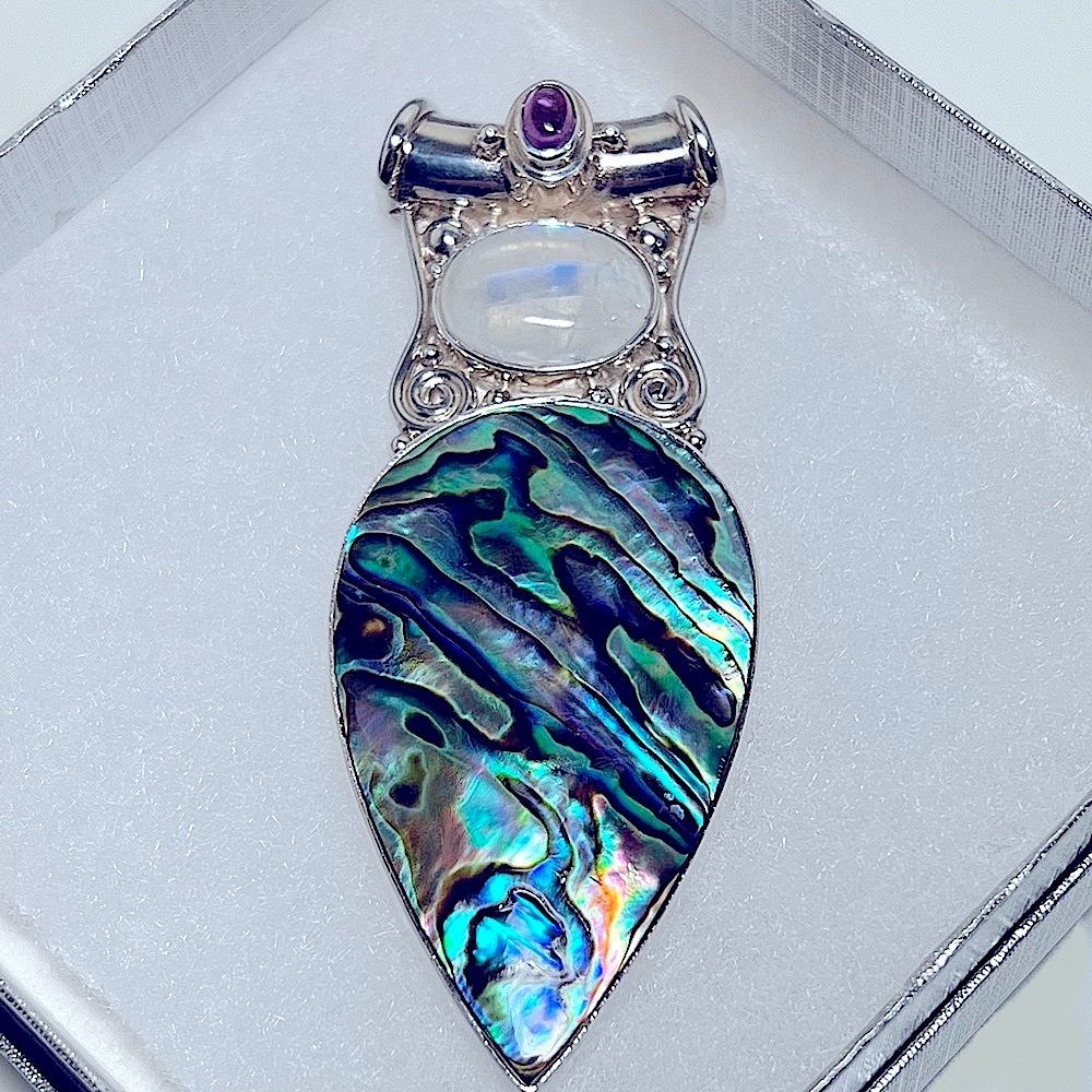 Vintage Sajen Paua Sterling Silver 925 Pendant